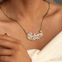 Collier personnalisé en acier inoxydable plaqué or 18 carats avec pendentif cœur en zircon double couche, cadeau de mariage chrétien pour femme