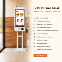 Kiosque de paiement en libre-service à écran tactile de 21,5/27/32 pouces, solution d'achat tout-en-un avec lecteur de cartes, scanner de code QR, impression de tickets