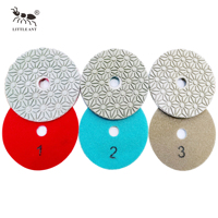 LITTLE ANT OEM Tampon de polissage diamanté 100 mm (4 pouces) à 3 étapes pour granit, marbre et pierre, abrasif fin, pour polissage à l'eau