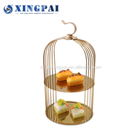 XINGPAI Dubai Offre Spéciale or cage à oiseaux gâteau support haut thé présentoirs pour banquet fête