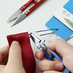 Stainless Steel U Shaped <b>Scissors</b> For Cross Stitch <b>Sewing</b> Yarn Fishing Line Trim Home Diy Use Red Color - Product Image 4