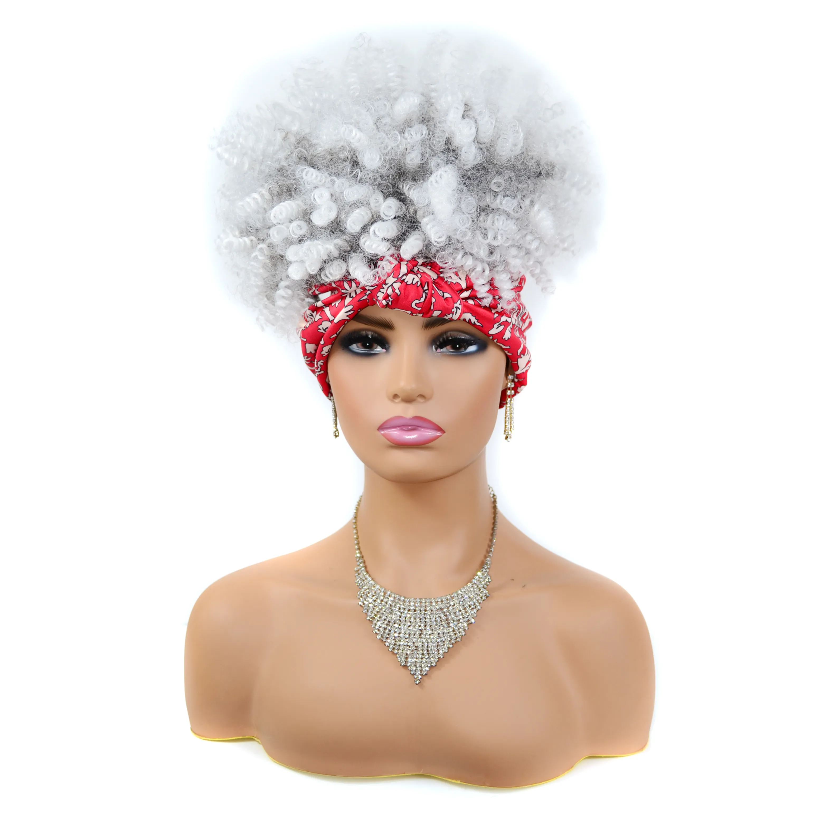 Myzyr peruca com faixa de cabeça afro, atacado, encaracolada, para mulheres negras, cabelo sintético, para uso diário ou partido