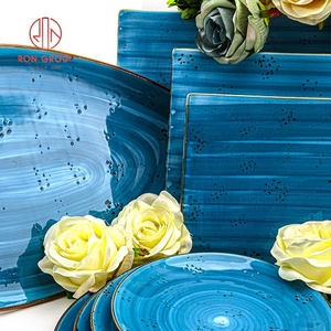 Vajilla de porcelana fina de estilo nórdico para cena, platos triangulares de 11 pulgadas, pescado, pizza, personalizado, azul, para restaurantes - Product Image 5