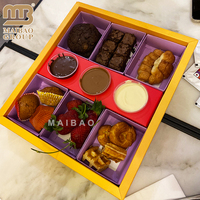 Boîte en papier pour traiteur, emballage alimentaire en gros, pour thé de l'après-midi, bonbons, fruits arabes, chocolat, biscuits, plateau de desserts avec séparateurs