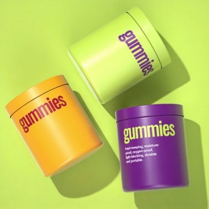 360ml 500ml Metal Gummy Tin Can <b>Box</b> Cylinder Aluminum <b>Container</b> Tins Can for Gummy Sweets Packaging - Product Image 1