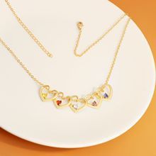 Moda acero inoxidable 18K chapado en oro piedra natal nombres de familia Collar personalizado nombre letras corazón forma encanto collares - Product Image 4