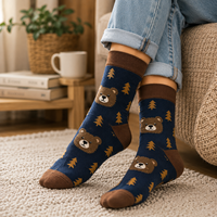 Chaussettes ras du cou en coton 200N 32S, respirantes, douces, à thème animalier, jacquard, mode streetwear pour femmes, fournisseur ODM/OEM