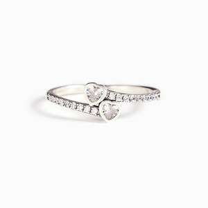 Anello a Doppio Cuore per Donne, Gioiello da Dito Elegante e alla Moda - Product Image 3
