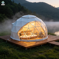 Tente de camping en plein air pour 4 à 6 personnes, tente géodésique de 8 m, tente de luxe pour le glamping avec salle de bain