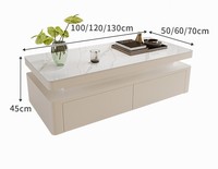Table basse rectangulaire en pierre frittée, design moderne et luxueux avec tiroirs et grand espace de rangement pour salon