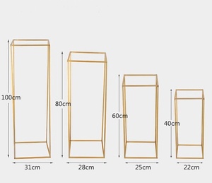 Hj250022 Hình Chữ Nhật Vàng Kim Loại Bệ Đứng Đám Cưới Nguồn Cung Cấp Đường Dẫn Sắt Hoa Bình Đứng Bảng Centerpieces Trang Trí - Product Image 6