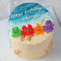 Juego de 4 Adornos para Pastel con Temática Oceánica, Grado Alimenticio, Comestibles, 3D, Halal, para Decoración de Pasteles de Cumpleaños