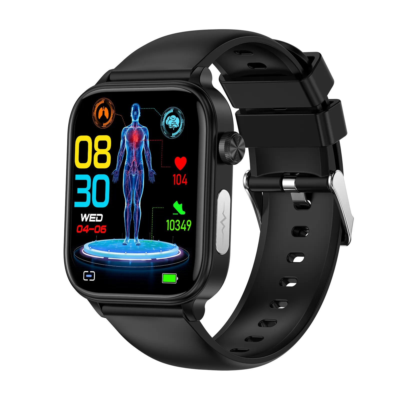 Квадратные умные часы ET570 ECG HRV 1,96 дюймов полный сенсорный экран bble 5,3 BMI Body Fat AI медицинская диагностика фитнес новые часы унисекс