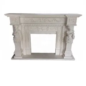 SC006 White Marble Hand Carved Lady Marble Fireplace Gas