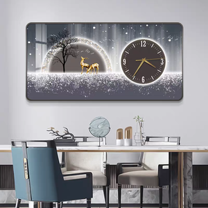 Nhà máy hiện đại sang trọng im lặng Đồng hồ treo tường nhà hàng trang trí cảnh quan Hươu khung Áp phích in pha lê sứ sơn - Product Image 5