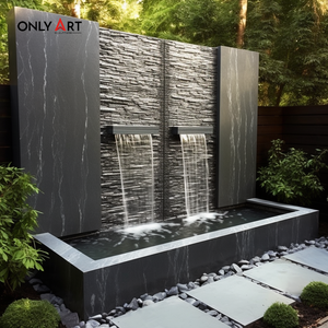 <span class=keywords><strong>Fontaine</strong></span> murale cascade en granit personnalisée <span class=keywords><strong>fontaine</strong></span> murale extérieure en marbre de haute qualité pour <span class=keywords><strong>terrasse</strong></span> décor de débit d'eau <span class=keywords><strong>fontaine</strong></span> murale en marbre - Product Image 2