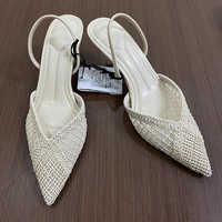 ZA MNG Sandales d'été élégantes à talons fins en maille brodée pour femmes, confortables, à talon compensé, sexy, pour soirées et bals de promo