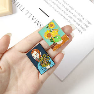 Leuke Van Gogh Olieverfschilderij Emaille Spelden Custom Starry Night Schreeuw No-Face Man Wave Broche Revers Badge Art Sieraden - Product Image 4