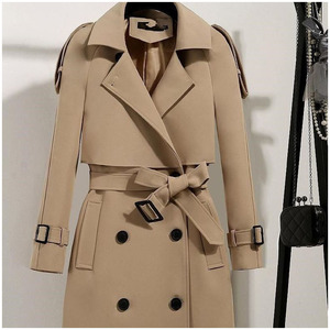Moda <span class=keywords><strong>mujer</strong></span> abrigo <span class=keywords><strong>de</strong></span> moda con cinturón <span class=keywords><strong>de</strong></span> alta calidad Casual <span class=keywords><strong>mujer</strong></span> doble botonadura gabardina abrigos adelgazantes - Product Image 1