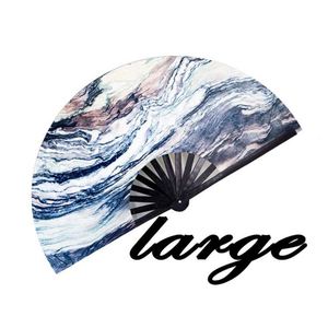 Abanicos Plegables de Bambú Grandes de 33 cm para Fiestas, Abanicos Ecológicos para Bodas con Diseño de Nubes Pintados a Mano - Product Image 1