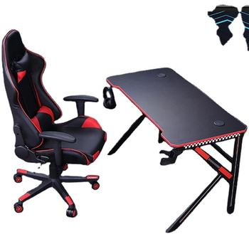 Sale Custom Large Computer Racing RGB Light Gamer Table and Chair Set for Office Gaming Desk With LED