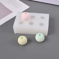 3D Mini Oranje Siliconen Fondant Kaarsenmal 6-Vaks Kumquat Vormige Siliconen Fruitvormen Siliconen Mal voor Taartdecoratie