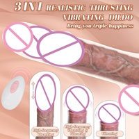 Vibrateur réaliste télescopique pour femme, jouet sexuel pour adulte, grand dildo souple chauffant, vente en gros