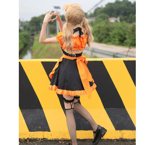 Costume de cosplay de demoiselle d'honneur chauve-souris et citrouille d'Halloween, robe Lolita <span class=keywords><strong>orange</strong></span> et noire, tenue de fête et de séance photo - Product Image 4