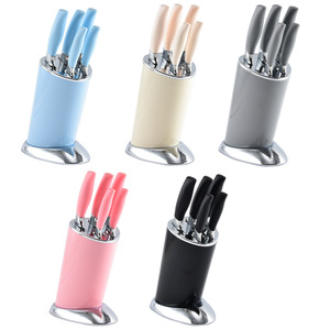 Ensemble de 6 couteaux de cuisine avec bloc à couteaux noir brillant, acier inoxydable de qualité supérieure, manches antidérapants, couteaux pour un usage quotidien en cuisine - Product Image 3