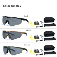 Lunettes tactiques anti-explosion CS avec monture TR90 polarisée, verres PC de 2,4 mm d'épaisseur, lunettes de soleil coupe-vent, ensemble de trois verres