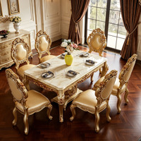 Table à manger rectangulaire de luxe européenne, ensemble de table à manger de luxe, table à manger en marbre de luxe, ensemble de meubles pour la maison