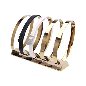 Großhandel Metall Gold Leder Doppel gürtel Display Stand für Retail Belt Stand Display