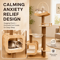 Erluxi All-Stars Luxe Grande Maison d'escalade en bois massif et sisal, Arbre à chat intelligent peu encombrant avec griffoir