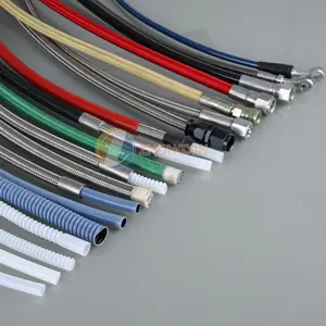 High Quality O.d 5/16'' I.d 3/16'' Ss 304 Wire Braided Ptfe Corrugated Hose With Hydraulic Fittings