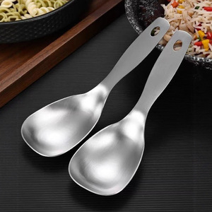 Stainless steel square head rice spoon short handle large spoon deep spoon household rice spoon restaurant dish spoon - Product Image 2