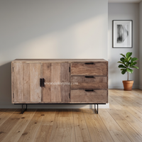 Commode en teck massif de haute qualité personnalisée avec tiroirs en fer Pesaro, meubles de maison, design classique moderne de luxe pour le salon