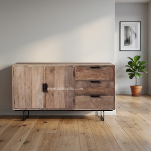 Customized High Quality Teak Solid Wood Dresser Iron Drawers Pesaro Home Furniture Luxury Classic Modern Design Bedroom Living - Product Image 2