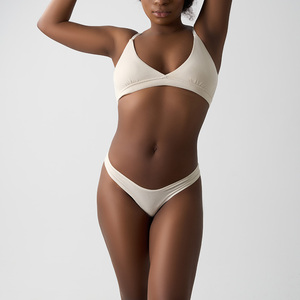<span class=keywords><strong>Ensemble</strong></span> de sous-vêtements pour femmes SK1233&SK1233-1 en coton et élasthanne avec soutien-gorge à col en V profond et culotte moulante - Product Image 4