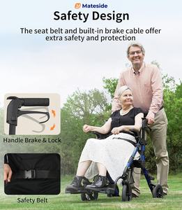 <span class=keywords><strong>Déambulateur</strong></span> robuste d'extérieur avec siège, <span class=keywords><strong>roues</strong></span> <span class=keywords><strong>tout</strong></span>-<span class=keywords><strong>terrain</strong></span> de 10 pouces, pliable, en acier, aide à la mobilité pour personnes âgées et handicapées - Product Image 4