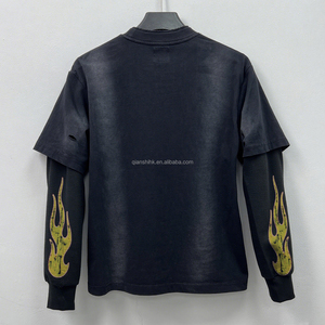 Camiseta Térmica Personalizada de Primavera con Estampado Serigrafiado, Camiseta Oversize Estilo Streetwear con Lavado Ácido, Doble Capa y Manga Larga - Product Image 2