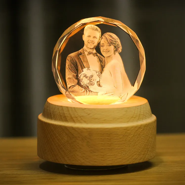 3D Gepersonaliseerde Foto Geëtst Kristal Kubus, Laser Gegraveerde Foto In Glas Gift Set Door Goodcount