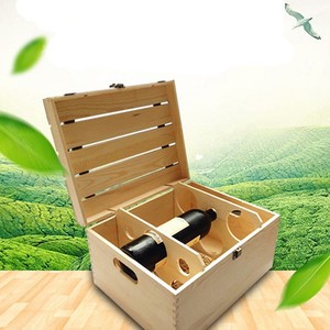 Boîte d'emballage en bois de pin carré sculpté de haute qualité pour le stockage de bouteilles Conceptions de bouteilles de vin rouge Boîte d'emballage en bois artisanale - Product Image 4