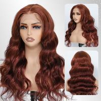 Perruque en cheveux humains Remy malaisiens bruts de grade 10A-12A, 13*4 HD transparente, pour ondulations naturelles roux-brun, sans colle, avec baby hair