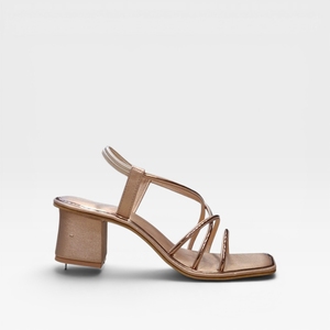 Women's Metallic Patent Leather Strappy Heeled <b>Sandals</b> Square Toe Block Heel Slip-On Elegant Summer Footwear Wear Casual Fashion - Product Image 3