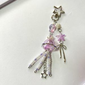 Jellyfish Tassels Five Point Star Mobile Accessory Versatile Key Chain Adornment for Daily Use and Parties
