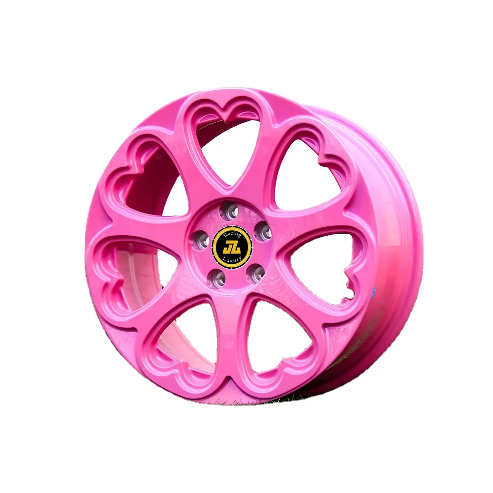 JZ Custom 1-Piece 5x100 5x120 5x114.3 5x112 20 16 inch pink heart shaped aluminum alloy rims forged passenger car wheels
