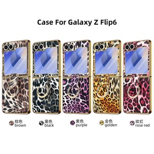 Sang trọng báo in có thể gập lại ngón tay người giữ Nhẫn đứng mạ điện PU Cover quay lại đối với <span class=keywords><strong>Samsung</strong></span> cho <span class=keywords><strong>Galaxy</strong></span> Z lật điện thoại di động ca - Product Image 6