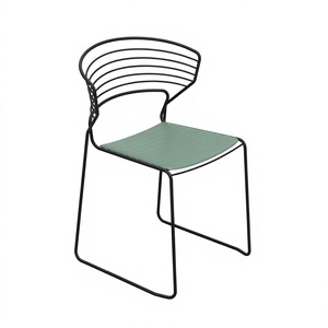 Modern Adjustable Contemporary Cafe Restaurant Hotel Home Hot Selling Finest Price Eco-Friendly SET 2 Metal Wire Frame Chairs - Product Image 1