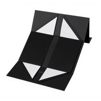 Boîte cadeau magnétique pliable noire de luxe avec ruban en satin et nœud, logo personnalisé, boîte en papier rigide pour emballage de cadeaux de mariage ou de Noël