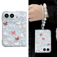 Coque de téléphone transparente pour iPhone Duo Fold, motif papillon entier froissé, anti-rayures, coque de protection pour femmes